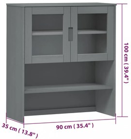 MOLDE szürke tömör fenyőfa felső szekrény 90 x 35 x 100 cm