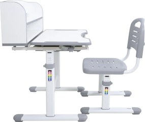 Növekvő íróasztal és szék, szürke/fehér, set ZION