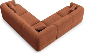 Terrakotta színű kordbársony sarokkanapé Campi – Cosmopolitan Design