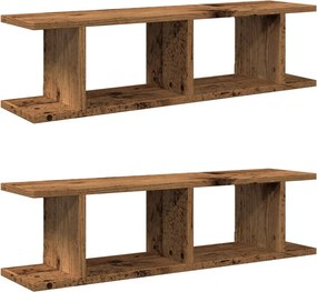 vidaXL 2 db antik fa színű szerelt fa fali polc 90 x 18 x 20 cm