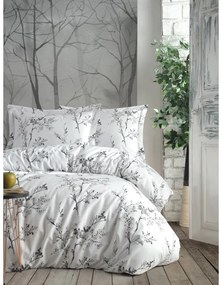 Fehér-szürke kétszemélyes-hosszabbított renforcé pamut ágyneműhuzat 240x220 cm White Floral – Mila Home Luxury