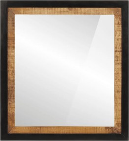 vidaXL üveg és tömör mangófa fürdőszobatükör 55 x 1 x 60 cm