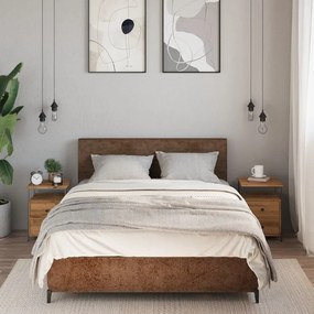 2 db kézműves tölgyszínű szerelt fa éjjeliszekrény 34x35,5x50cm