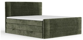 Sötétzöld ágyneműtartós boxspring ágy 180x200 cm Bergamo – Maison de Rêve