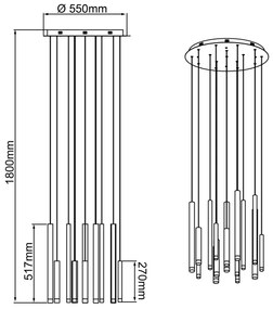 Brilliant -LED dimmelhető kábeles függőlámpa CEMBALO LED/70W/230V króm/fekete/barna