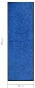 kék kimosható lábtörlő 60 x 180 cm