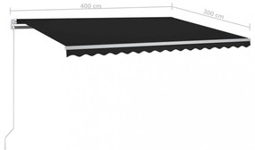 antracitszürke kézzel kihúzható LED-es napellenző 400 x 300 cm