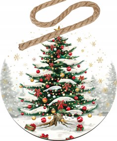 Karácsonyi karácsonyfa gömbök Karácsonyfa ajándékokkal a hóban 5 db