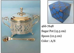 Ezüst színű cukortartó plattírozott fém kanál