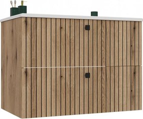 TIGO 80 2S fürdőszoba fali mosdószekrény, 80x45.5x57 cm tölgy (mosdókagylóval)