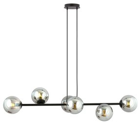 Csillár zsinóron ROSSI 6xE14/10W/230V fekete/szürke