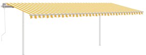 sárga-fehér automata szélérzékelős és LED-es napellenző 6x3,5 m