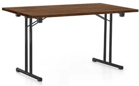 Összecsukható asztal 140 x 80 cm, fekete lábak, silverjack tölgy