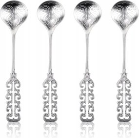 Reton 4 db-os gyönyörű dekoratív kanál szett ezüst rozsdamentes acél