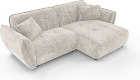 Bézs zsenília sarokkanapé (jobb oldali-heverő résszel) Nelia – Ropez