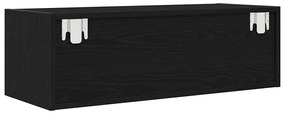 2 db fekete tölgy színű szerelt fa TV-szekrény 80x31x25,5 cm