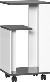 HOMCOM Görgős Éjjeli Szekrény Modern Dizájnnal - 3 Polcos Kávézó Asztal Hálószobába, Szürke Fehér, 35 x 29,5 x 65,5 cm | Aosom