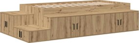 vidaXL Ágykeret tárolóval tárolóval Artisan tölgy 80 cm Faanyag