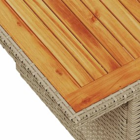 7 részes bézs polyrattan akácfa kerti ülőgarnitúra párnákkal
