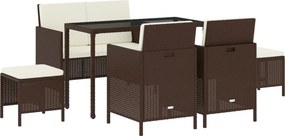 vidaXL 6 részes barna polyrattan kerti étkezőgarnitúra párnával