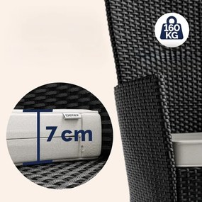 Deuba Berlin 1+6 polirattan kerti bútor szett - fekete/fa