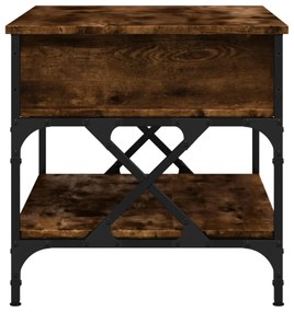 vidaXL füstös tölgy szerelt fa és fém dohányzóasztal 70 x 50 x 50 cm