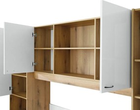 Ágy felépítménnyel, 160x200, fehér magasfényű HG, MILAGA