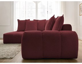 Borvörös zsenília kinyitható-tárolóhelyes sarokkanapé (bal oldali-L alakú) Everest – Bobochic Paris