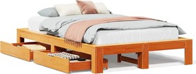 vidaXL viaszbarna tömör fenyőfa ágy matrac nélkül 120 x 190 cm