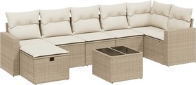 vidaXL 8 részes bézs polyrattan kerti ülőgarnitúra párnával