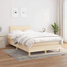 Krémszínű szövet rugós ágy matraccal 120 x 200 cm