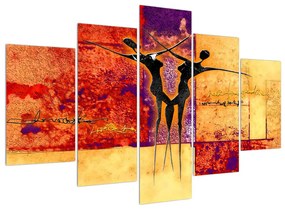 Két táncos absztrakt képe (150x105 cm)