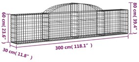 11 db íves horganyzott vas gabion kosár 300x30x60/80 cm