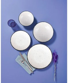 24 darabos porcelán étkészlet, fehér/fekete
