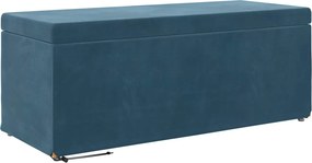 vidaXL Zsámoly Kék 101 x 41 x 40 cm Bársony és Műanyag Fa