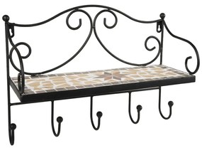 Fekete fém fali fogas polccal 42 cm Almeria – Garden Pleasure