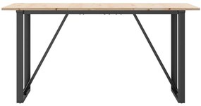 tömör fenyőfa és öntöttvas étkezőasztal O-vázzal 140x80x75 cm