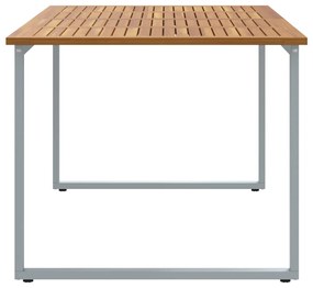 Kültéri Étkezőasztal Szürke 180x90x75 cm Acél&amp;Masszív Akác Fa