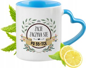 Születésnap 55 55-es 55-ös Kék Bögre Szív Alakú Füllel Ajándék