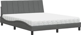 vidaXL ágy matraccal Hanko Sötét szürke 160x200 cm szövet