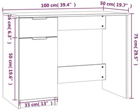 betonszürke színű szerelt fa íróasztal 100 x 50 x 75 cm