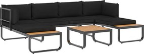 vidaXL szürke 4 részes alumínium és WPC kerti sarokgarnitúra párnákkal