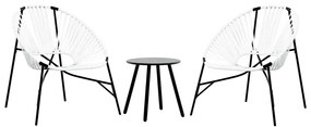 vidaXL 3 db fekete fehér polyrattan kerti szék szett