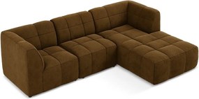 Mustársárga bársony sarokkanapé (jobb oldali-heverő résszel) Aloha – Makamii