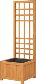 Outsunny Kültéri Magaságyás Támfallal, Kültéri Virágláda Vízelvezető Nyílással és Lélegző Béleléssel Fenyőfából, Virágokhoz és Zöldségekhez, 40x40x120