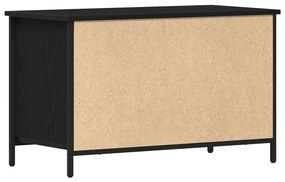 TV Szekrény Fekete Tölgy 80x40x50 cm Mérnöki Fa és Acél