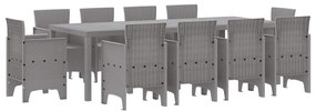 Kert étkező szett 11 pcs Világosszürke Polt rattan