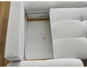 Világosszürke zsenília kinyitható-tárolóhelyes sarokkanapé (jobb oldali-heverő résszel) Roxelane – Bobochic Paris