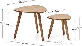 Akácfa tárolóasztal szett 2 db-os 60x61 cm Duvani – Kave Home