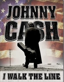 Fém tábla Johnny Cash - Walk the Line, (32 x 41 cm)